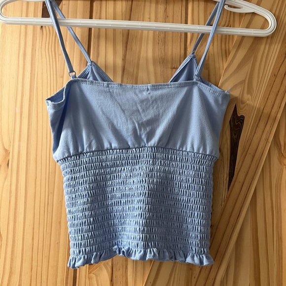 Baby Blue Cropped Tank with Tie Front - Picture 2 of 2
